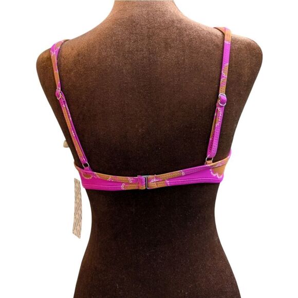 NWT Out From Under hot pink Underwire Bikini Top size M floral - Picture 3 of 4